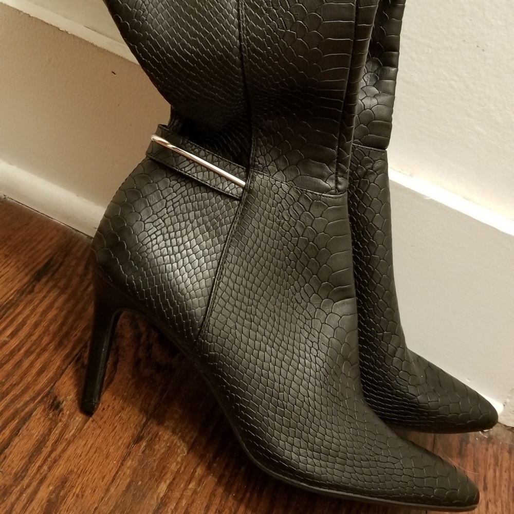 Calvin Klein Rhianna Mid Heeled Snake Boots